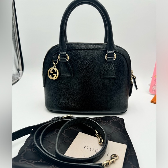 Gucci Dome Pebbled Leather Dollar Crossbody - Picture 1 of 12